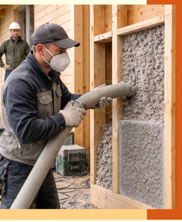 Утепление дома из бруса эковатой в Кашире от 1927 руб/м2 | ТепломастерКшр